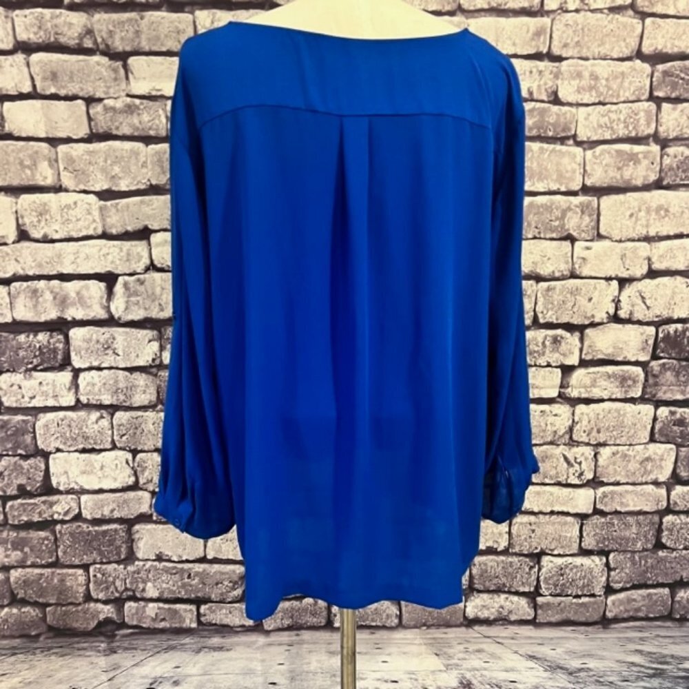 Tacera Blue Long Sleeve Blouse Size 3X - Picture 6 of 9